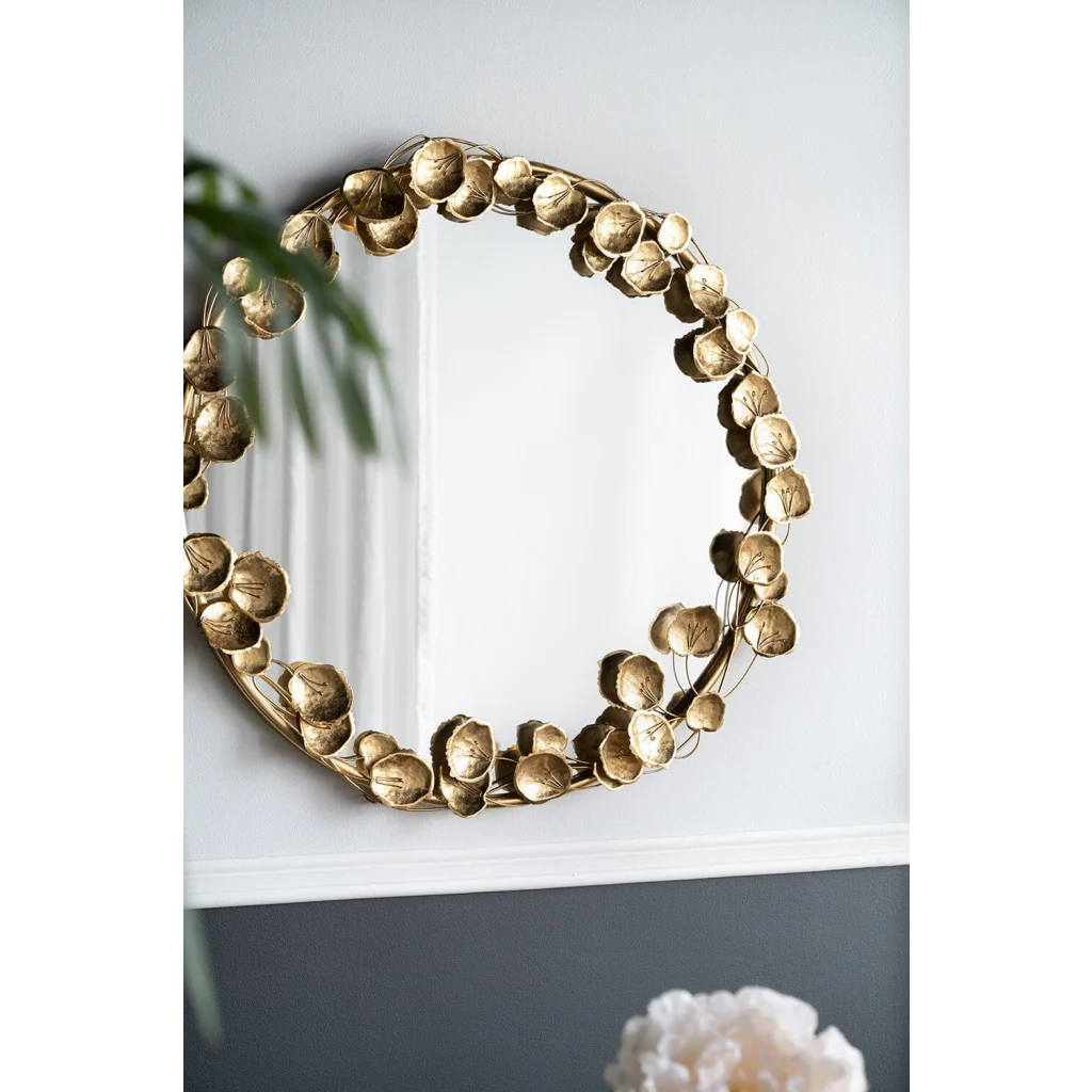 GOLD LEAF DESIGNER WALL MIRROR - Home & Garden > Decor >