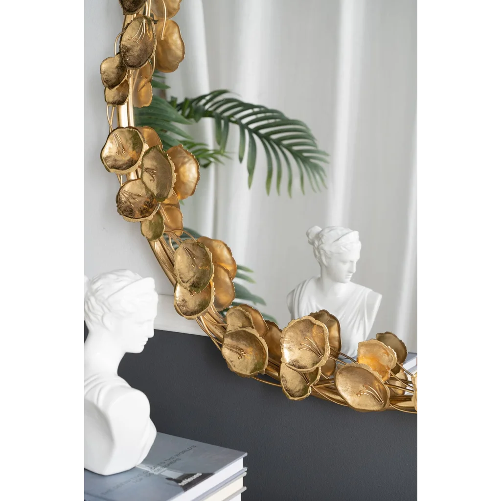 GOLD LEAF DESIGNER WALL MIRROR - Home & Garden > Decor >