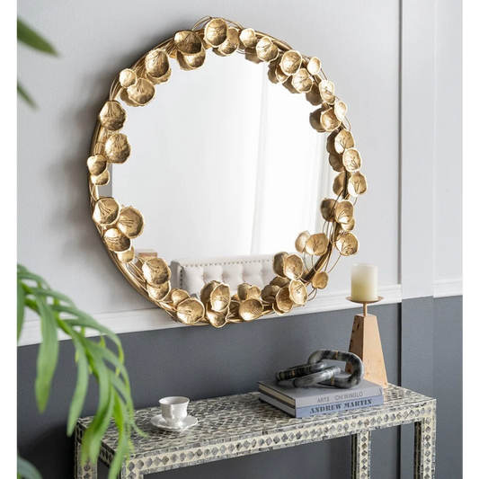 GOLD LEAF DESIGNER WALL MIRROR - Home & Garden > Decor >