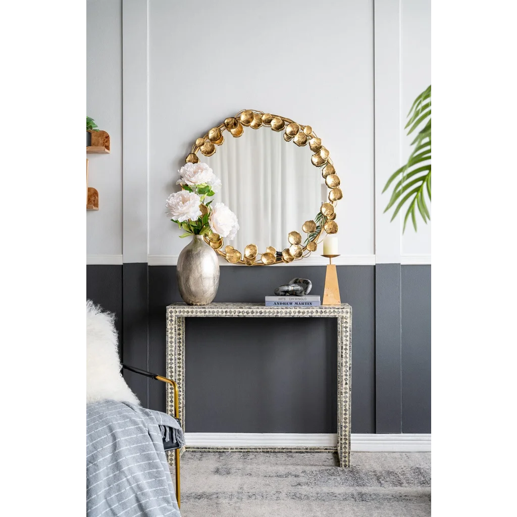 GOLD LEAF DESIGNER WALL MIRROR - Home & Garden > Decor >