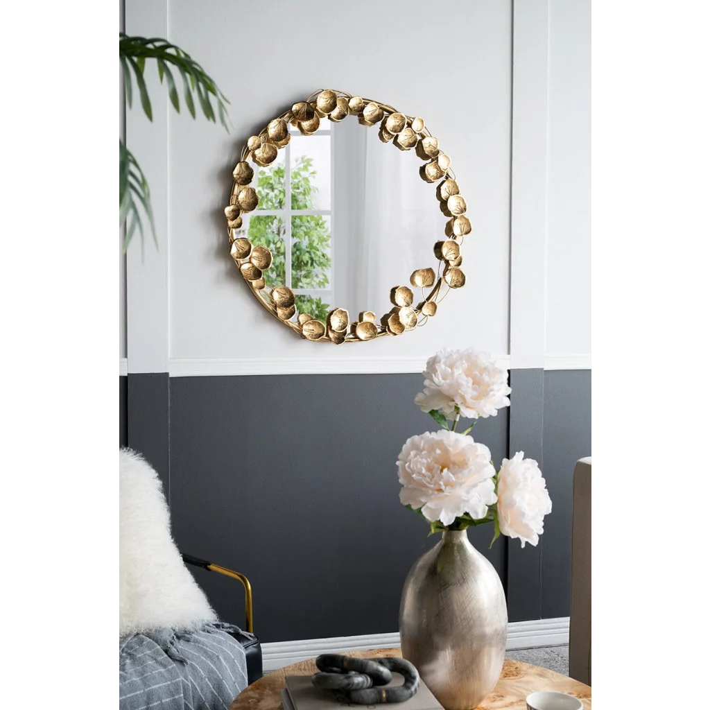 GOLD LEAF DESIGNER WALL MIRROR - Home & Garden > Decor >