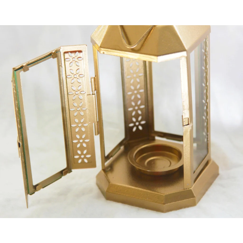 Gold Metal Miners Lantern 10 Pack - 21cm Summer Xmas