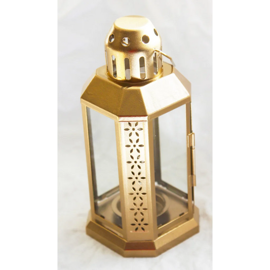 Gold Metal Miners Lantern 5 Pack - 21cm Summer Xmas Wedding