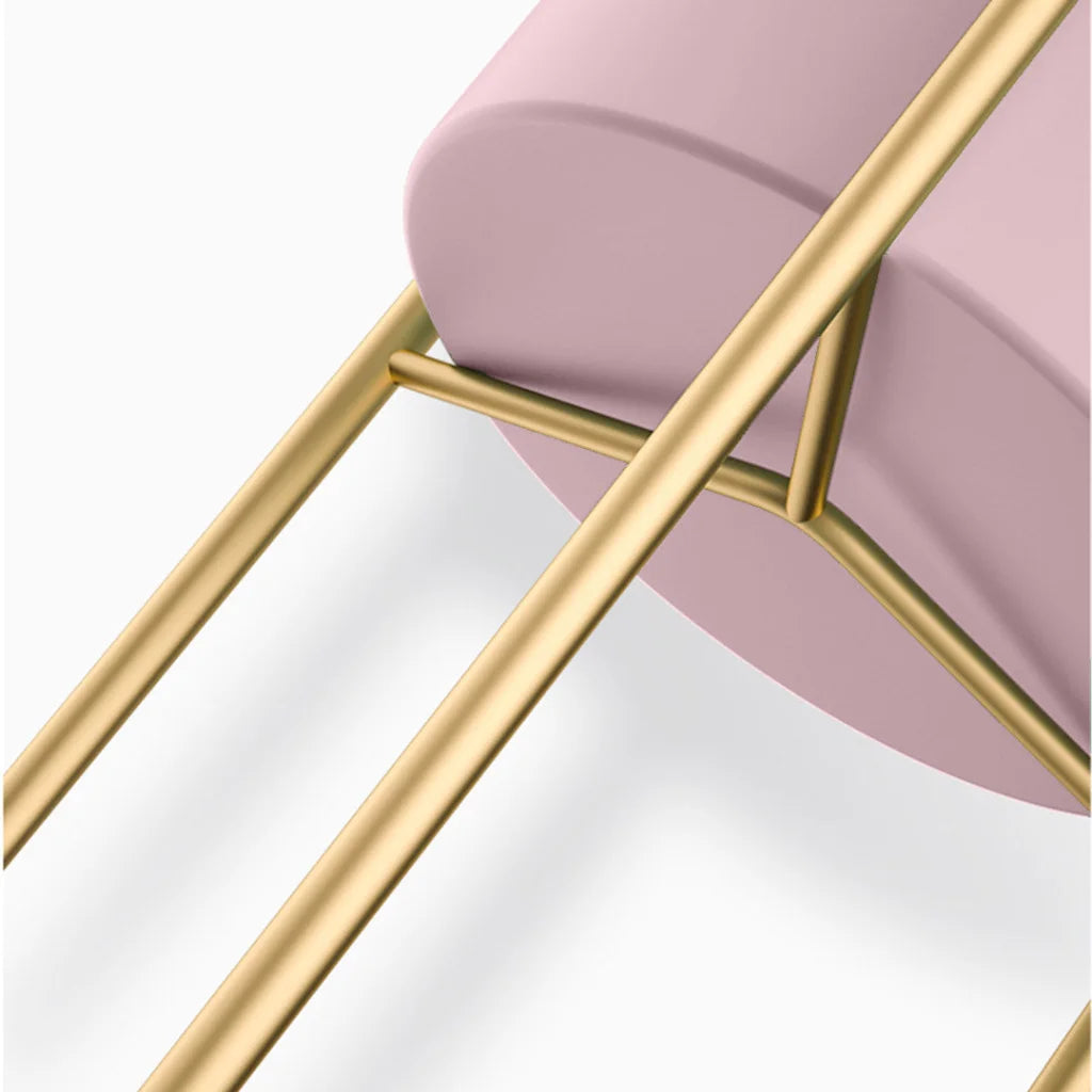 Gold Metal Plant Stand 2 Layer 42cm with Pink Flower Pot Holder Corner Shelving Rack Indoor Display