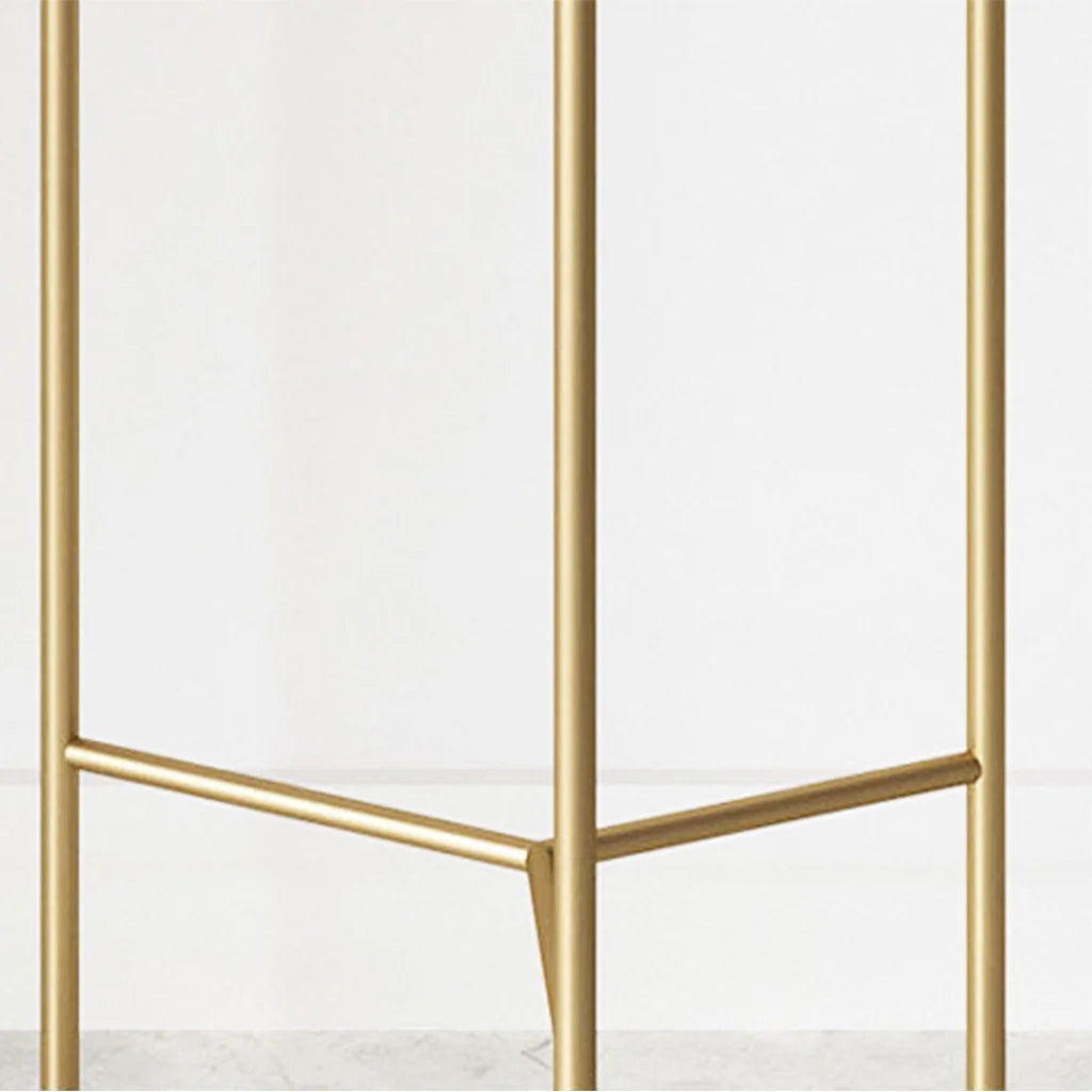 Gold Metal Plant Stand 2 Layer 42cm with Pink Flower Pot Holder Corner Shelving Rack Indoor Display