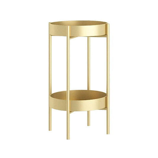 Gold Metal Plant Stand 2 Layer 50cm with Flower Pot Holder Corner Shelving Rack Indoor Display