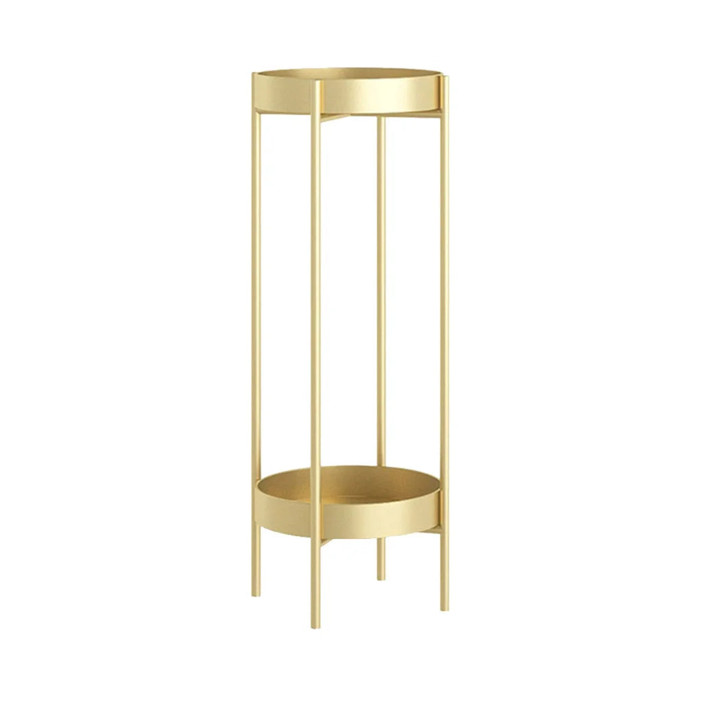Gold Metal Plant Stand 2 Layer 80cm with Flower Pot Holder Corner Shelving Rack Indoor Display