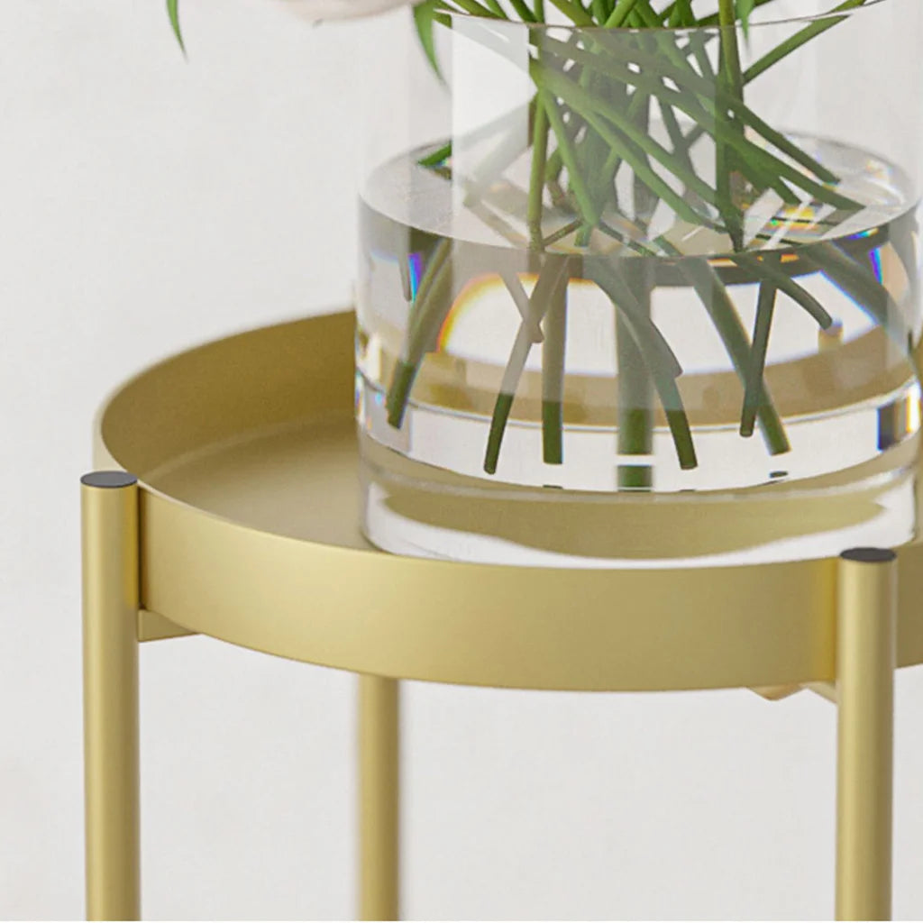 Gold Metal Plant Stand 2 Layer 80cm with Flower Pot Holder Corner Shelving Rack Indoor Display