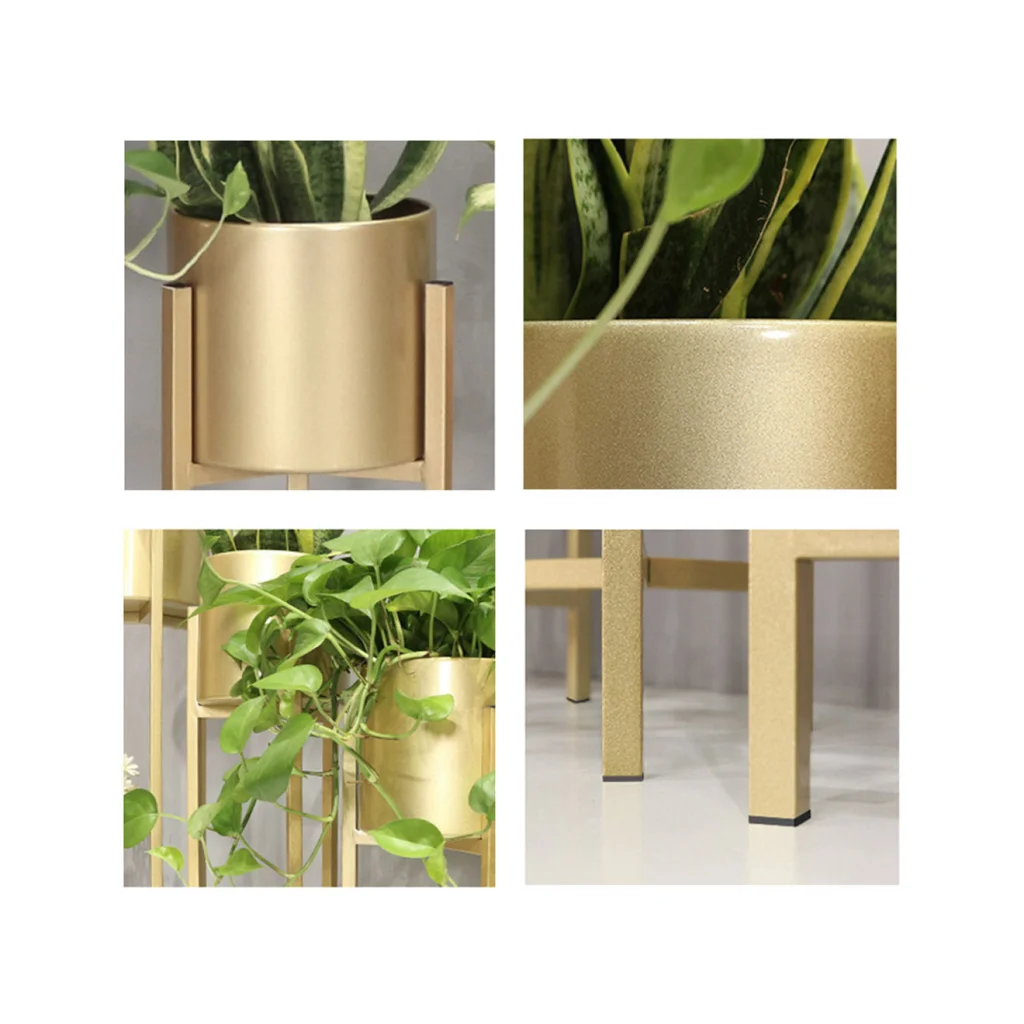 Gold Metal Plant Stand 2X 30CM with Flower Pot Holder Corner Shelving Rack Indoor Display