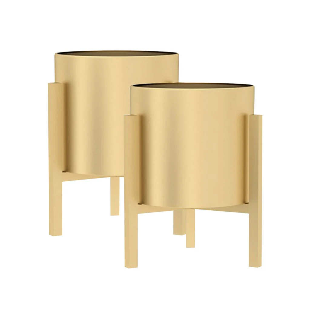Gold Metal Plant Stand 2X 30CM with Flower Pot Holder Corner Shelving Rack Indoor Display