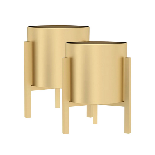 Gold Metal Plant Stand 2X 30CM with Flower Pot Holder Corner Shelving Rack Indoor Display