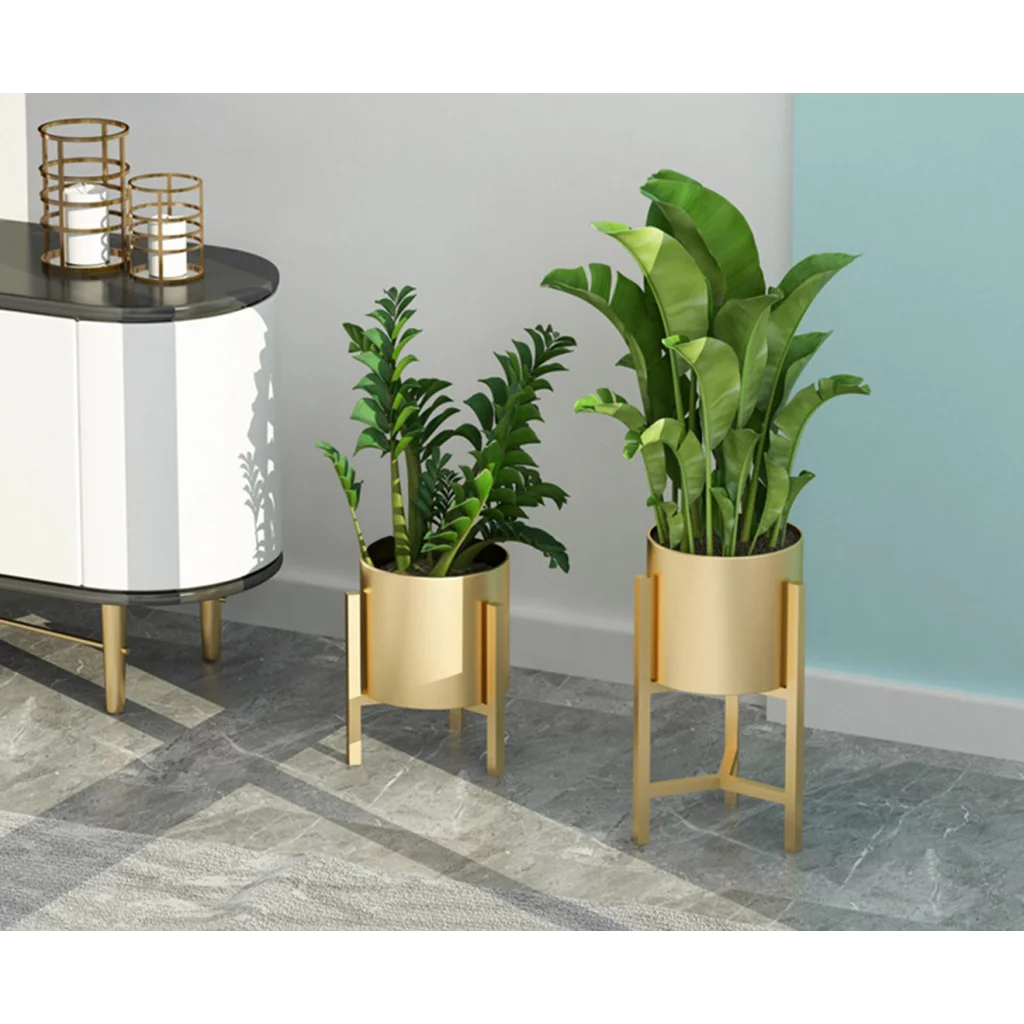 Gold Metal Plant Stand 2X 30CM with Flower Pot Holder Corner Shelving Rack Indoor Display
