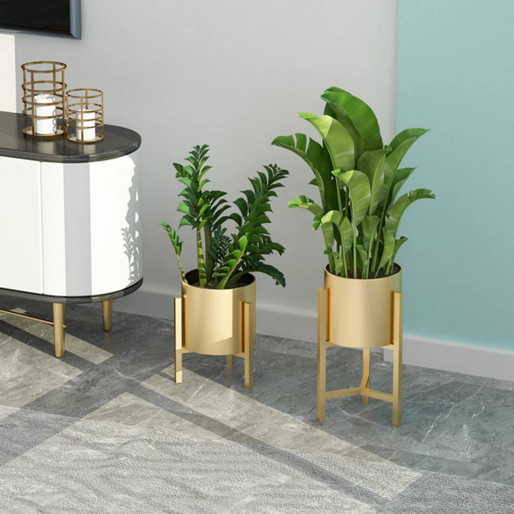 Gold Metal Plant Stand 2X 45CM with Flower Pot Holder Corner Shelving Rack Indoor Display