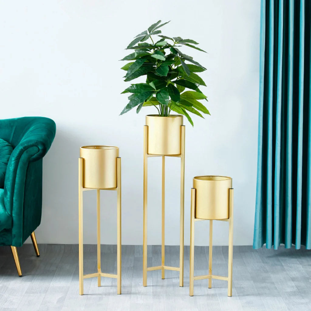 Gold Metal Plant Stand 2X 60cm with Flower Pot Holder Corner Shelving Rack Indoor Display