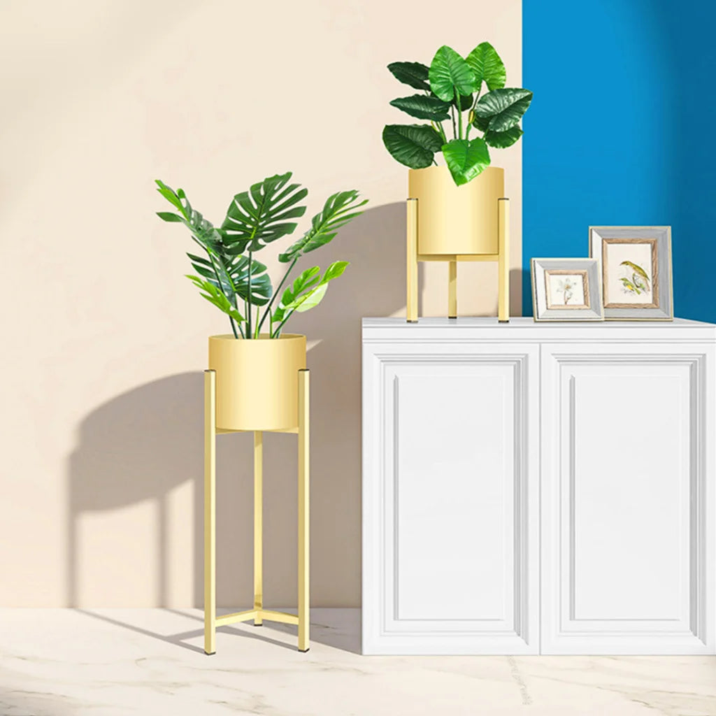 Gold Metal Plant Stand 2X 75cm with Flower Pot Holder Corner Shelving Rack Indoor Display