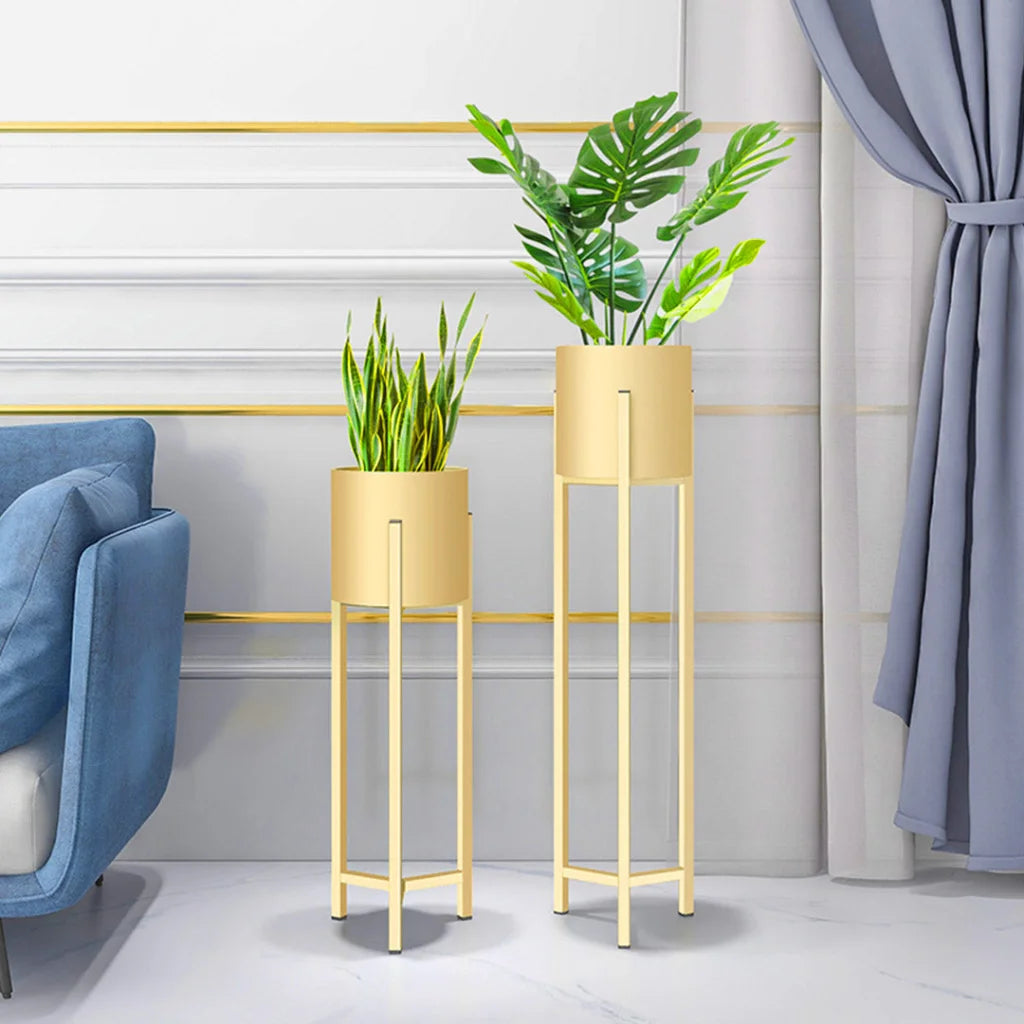 Gold Metal Plant Stand 2X 75cm with Flower Pot Holder Corner Shelving Rack Indoor Display
