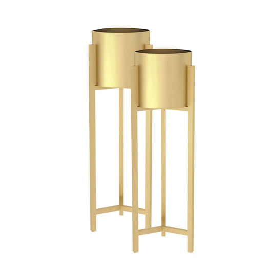Gold Metal Plant Stand 2X 75cm with Flower Pot Holder Corner Shelving Rack Indoor Display