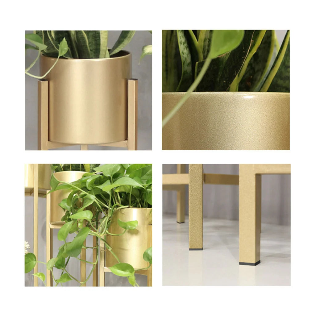 Gold Metal Plant Stand 30cm with Flower Pot Holder Corner Shelving Rack Indoor Display