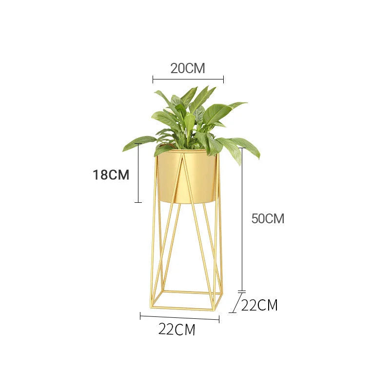 Gold Metal Plant Stand 50cm with Gold Flower Pot Holder Corner Shelving Rack Indoor Display