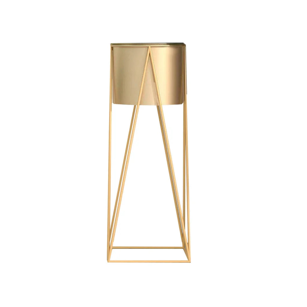 Gold Metal Plant Stand 50cm with Gold Flower Pot Holder Corner Shelving Rack Indoor Display