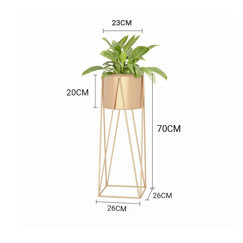 Gold Metal Plant Stand 70cm with Gold Flower Pot Holder Corner Shelving Rack Indoor Display