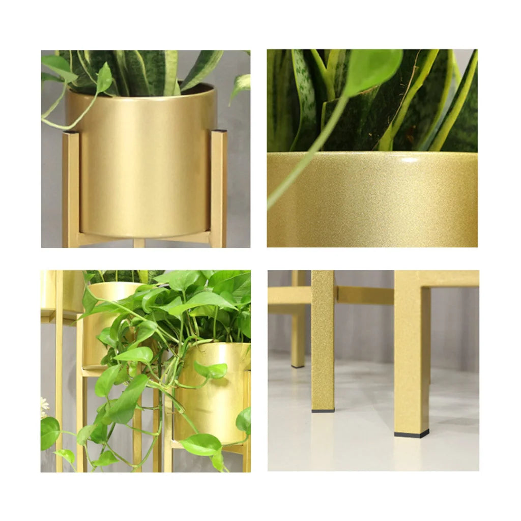 Gold Metal Plant Stand 75cm with Flower Pot Holder Corner Shelving Rack Indoor Display