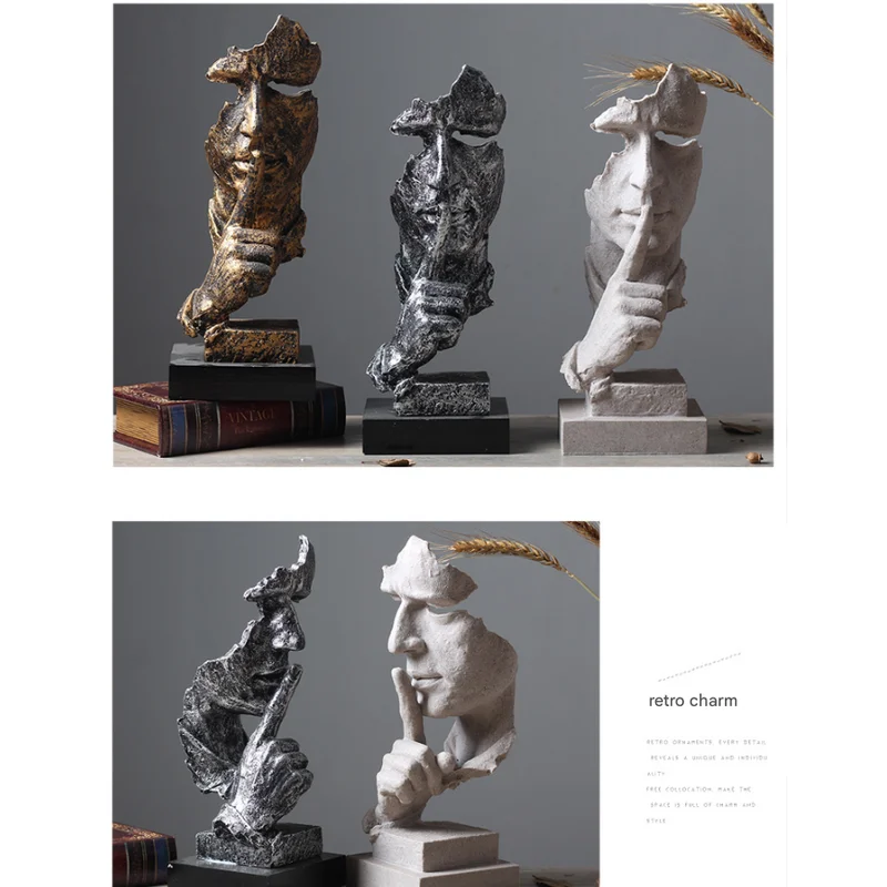 Gold Modern ’Silence is Golden’ Abstract Sculpture - Nordic