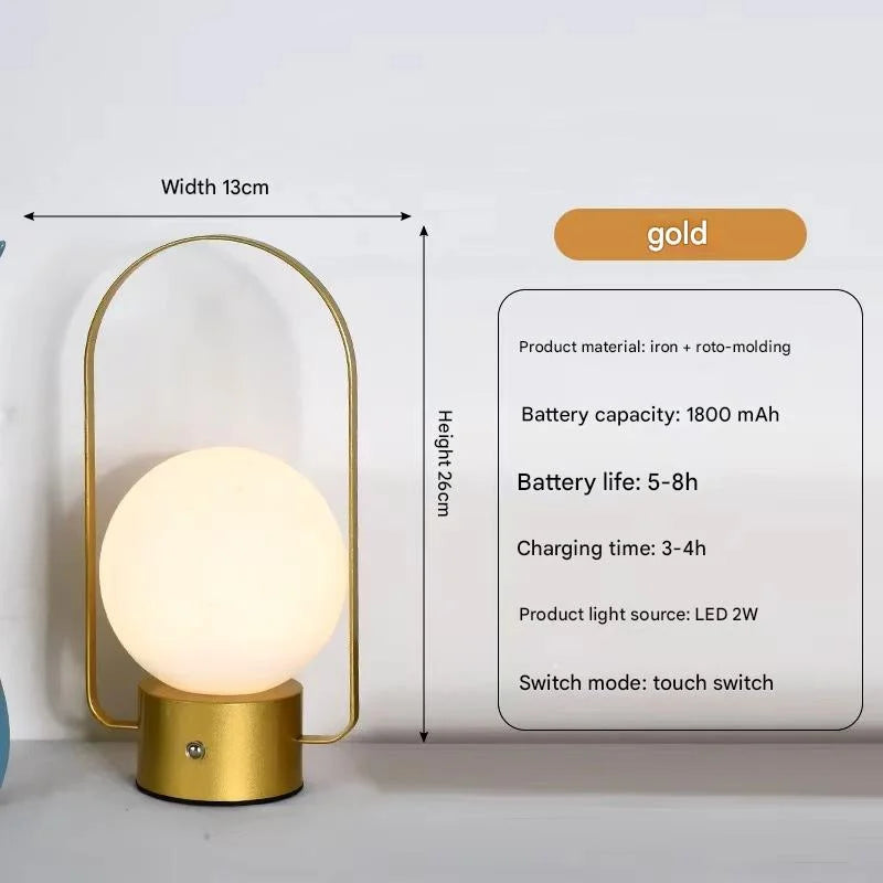 Gold Portable Rechargeable LED Lantern Lamp - Touch Control