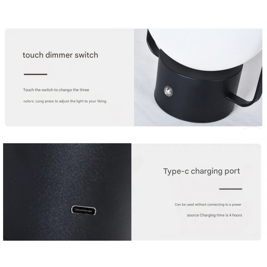 Gold Portable Rechargeable LED Lantern Lamp - Touch Control