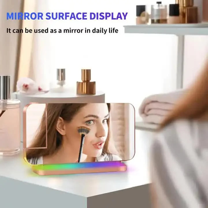 Gold RGB LED Projection Alarm Clock Multi-Color Night Light