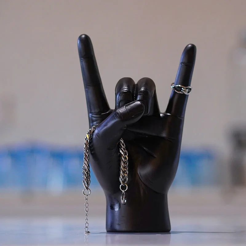 Gold Right Hand Resin Rock and Roll Hand Figurine - Stylish