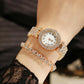Gold Roman Diamond Women Quartz Watch - Elegant Design
