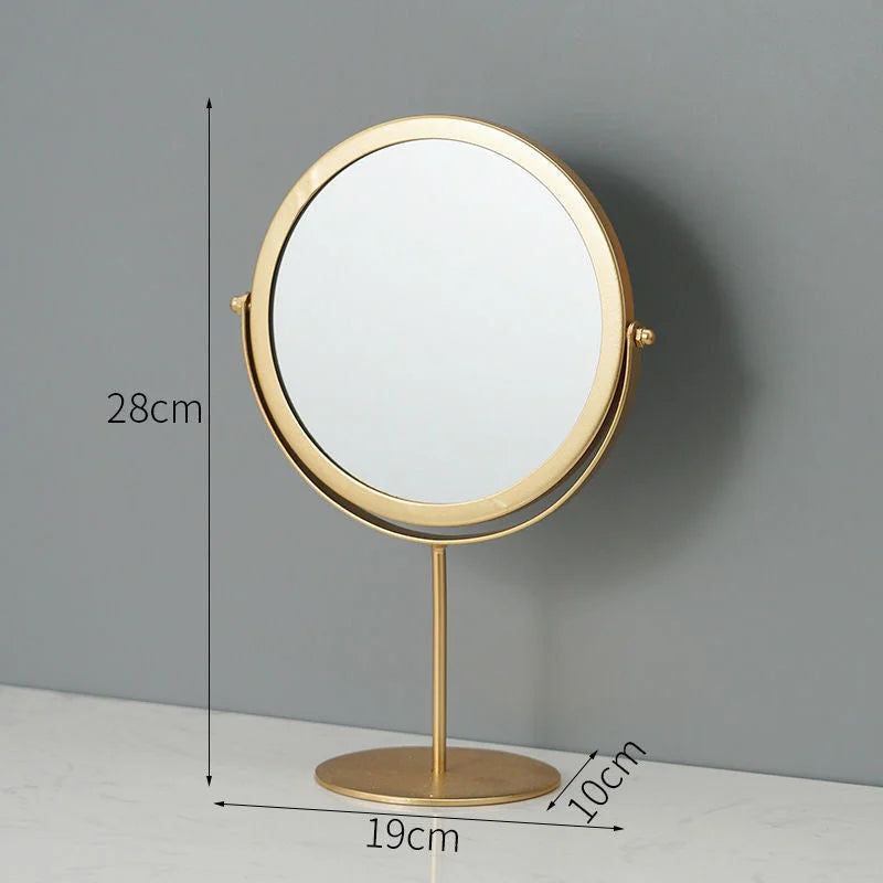 Gold Rotating Tabletop Makeup Mirror - 360° Swivel Vanity