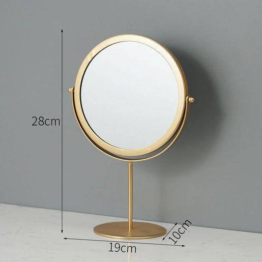 Gold Rotating Tabletop Makeup Mirror - 360° Swivel Vanity