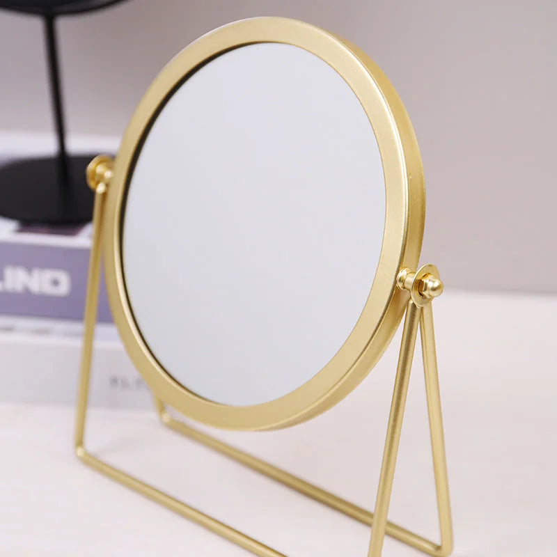 Gold Rotating Tabletop Makeup Mirror - 360º Swivel Vanity