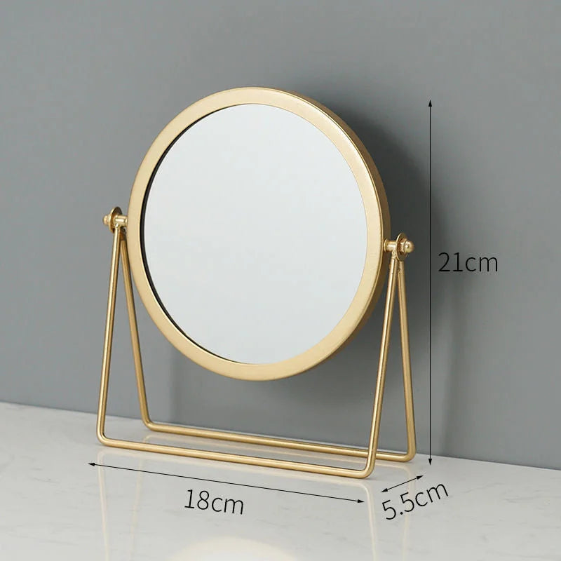 Gold Rotating Tabletop Makeup Mirror - 360º Swivel Vanity
