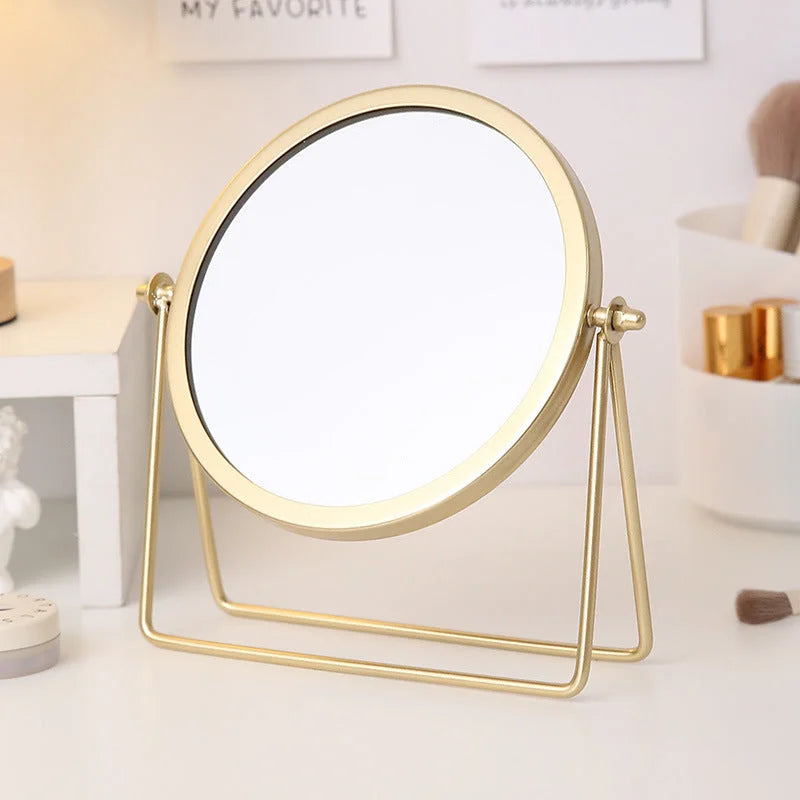 Gold Rotating Tabletop Makeup Mirror - 360º Swivel Vanity