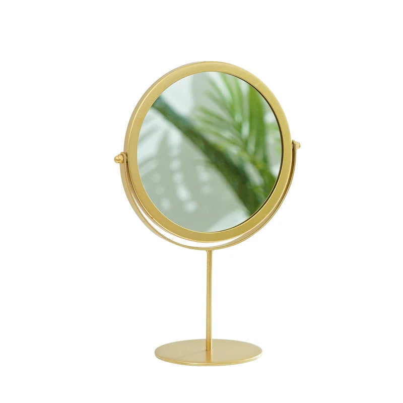 Gold Rotating Tabletop Makeup Mirror - 360° Swivel Vanity