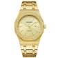 Gold Shell Black Dial Men Stainless Steel Watch with Dual