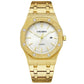 Gold Shell Black Dial Men Stainless Steel Watch with Dual