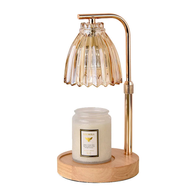 Gold Wrought Iron Candle Warmer Lamp with Halogen Bulb