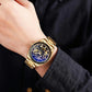 Golden Black Face Men Automatic Skeleton Watch with Steel