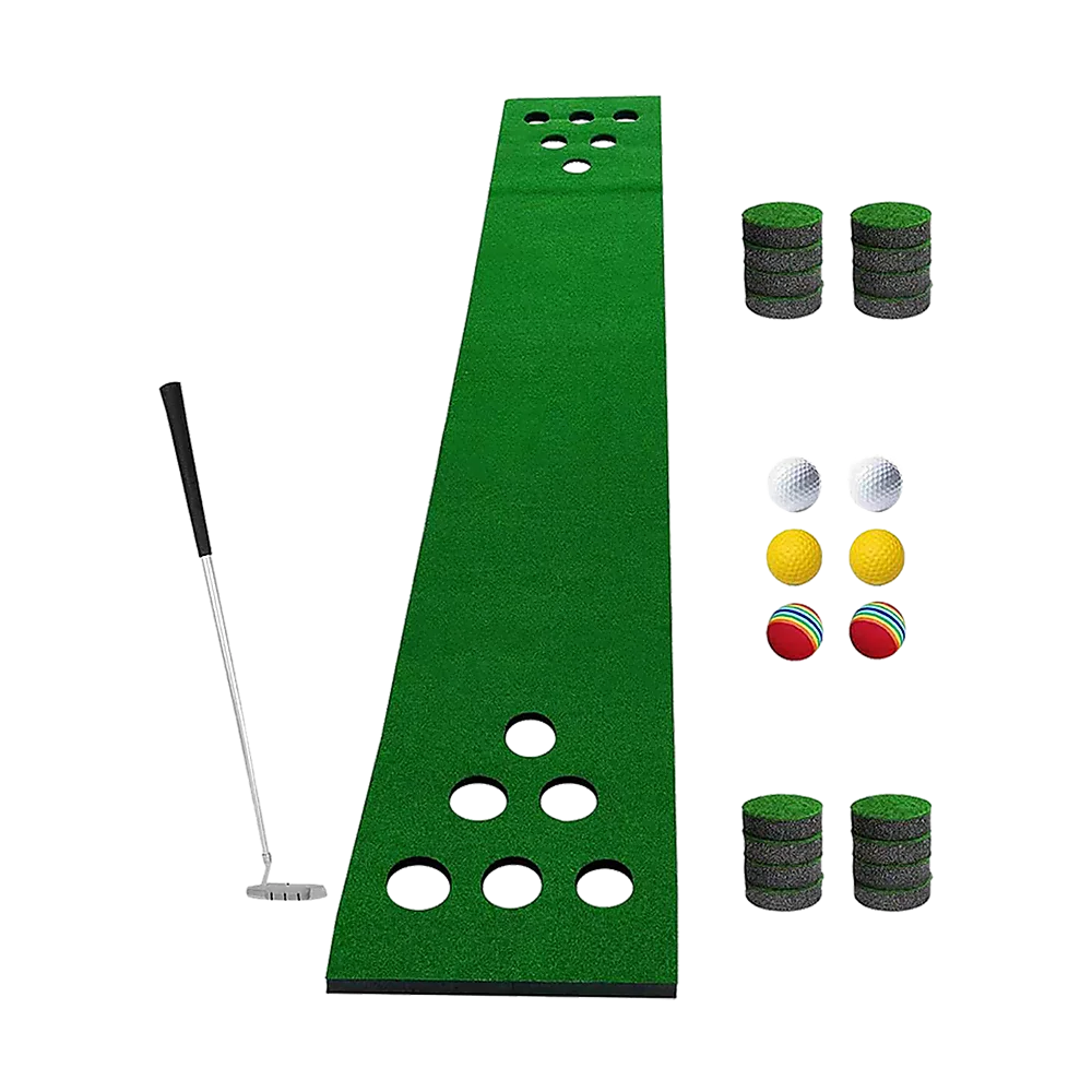 Golf Beer Pong Game Toy Set with Green Putting Mat 2