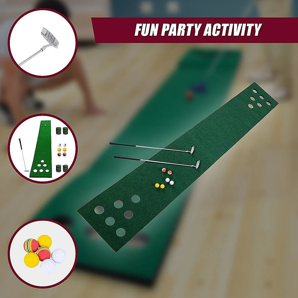 Golf Beer Pong Game Toy Set with Green Putting Mat 2