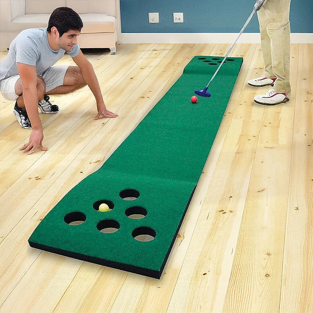 Golf Beer Pong Game Toy Set with Green Putting Mat 2