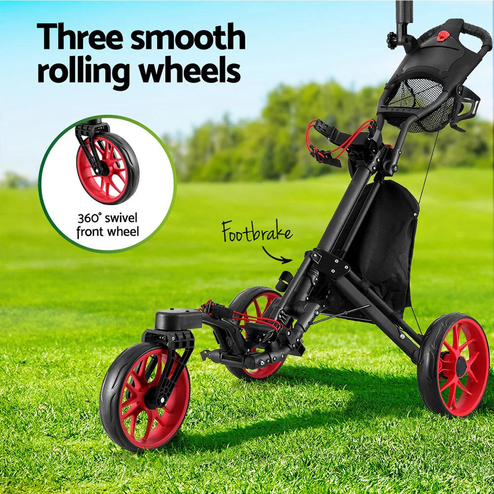 Golf Buggy Foldable Trolley with Swivel Wheel Umbrella