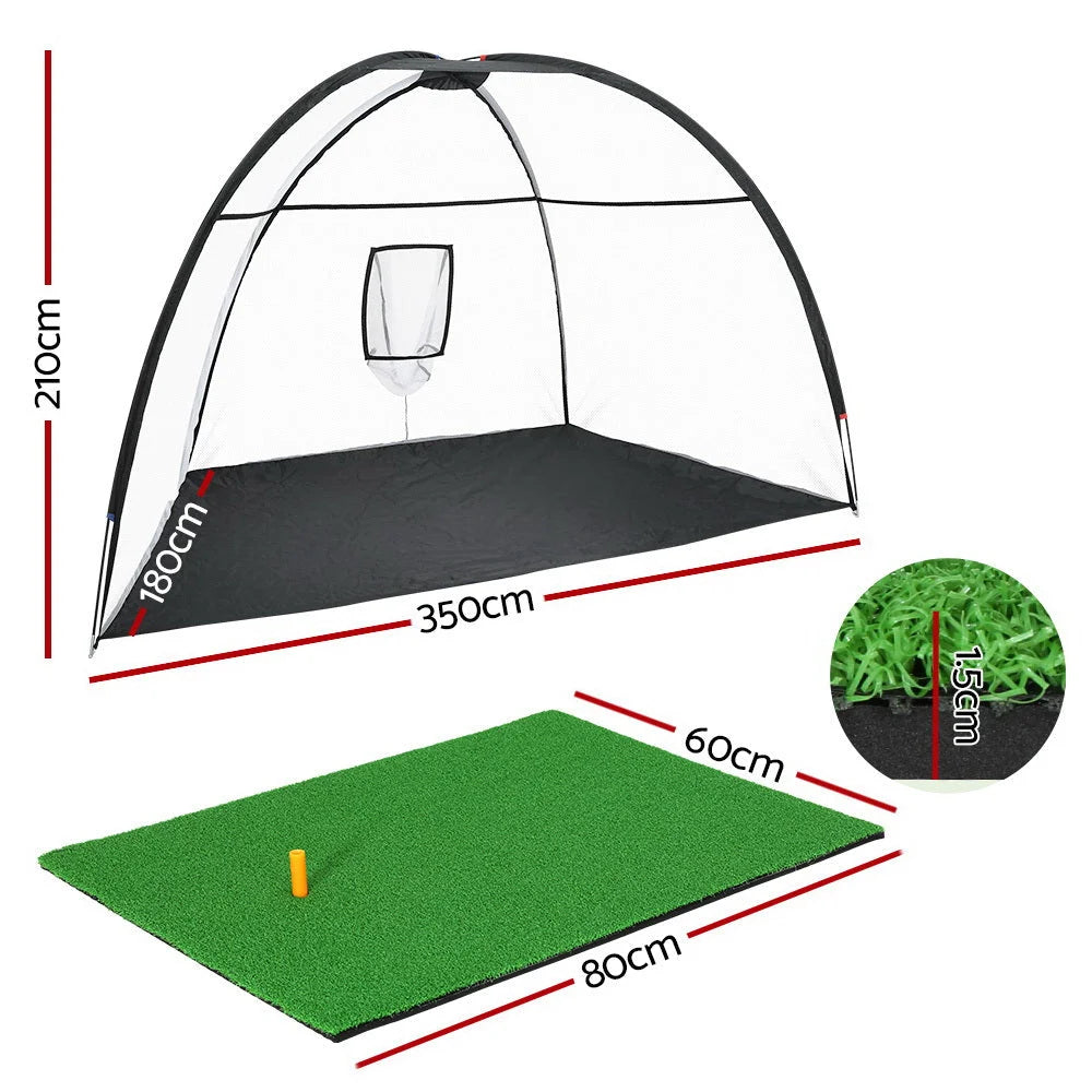 Golf Practice Net 3.5M with Driving Mat Training Aid Target Hitting