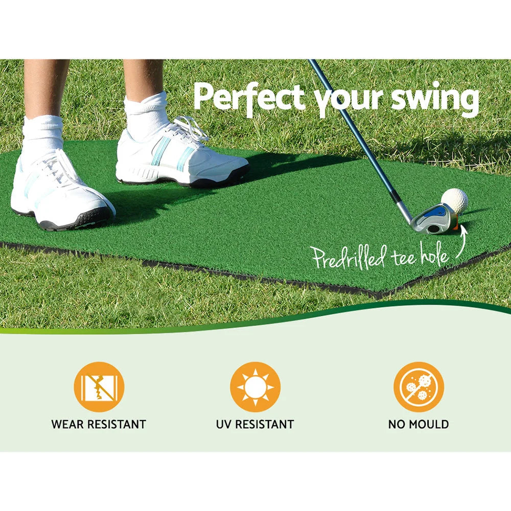 Green 3m golf practice net with frame detail shown