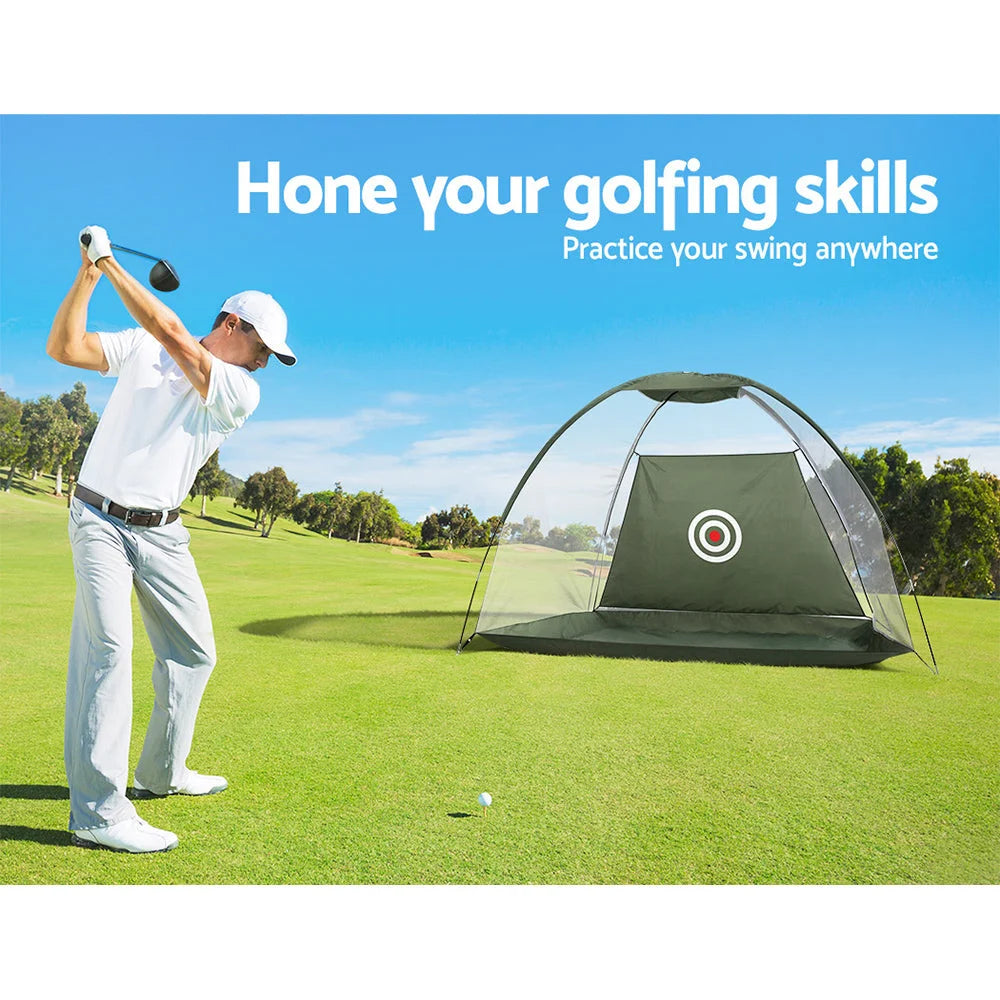 Golf practice net with training mat driving target range