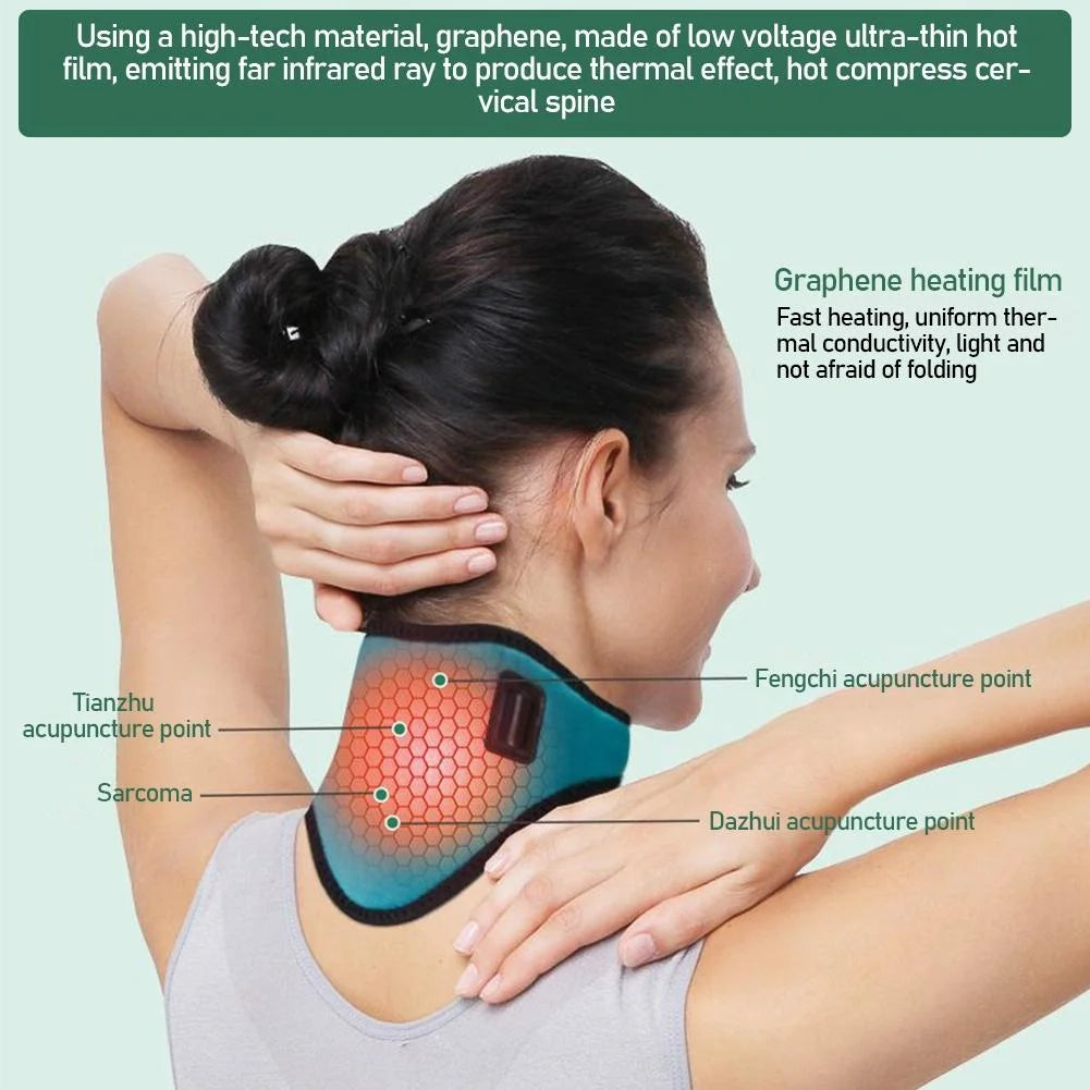 Graphene Neck Pain Relief Tool Usb Heating - Rose Red